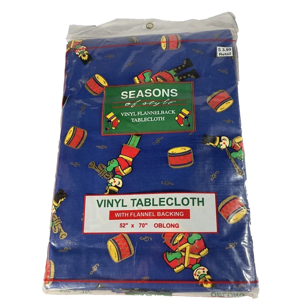 Vintage Nutcracker Drums Vinyl Flannelback Table Cover, NIP